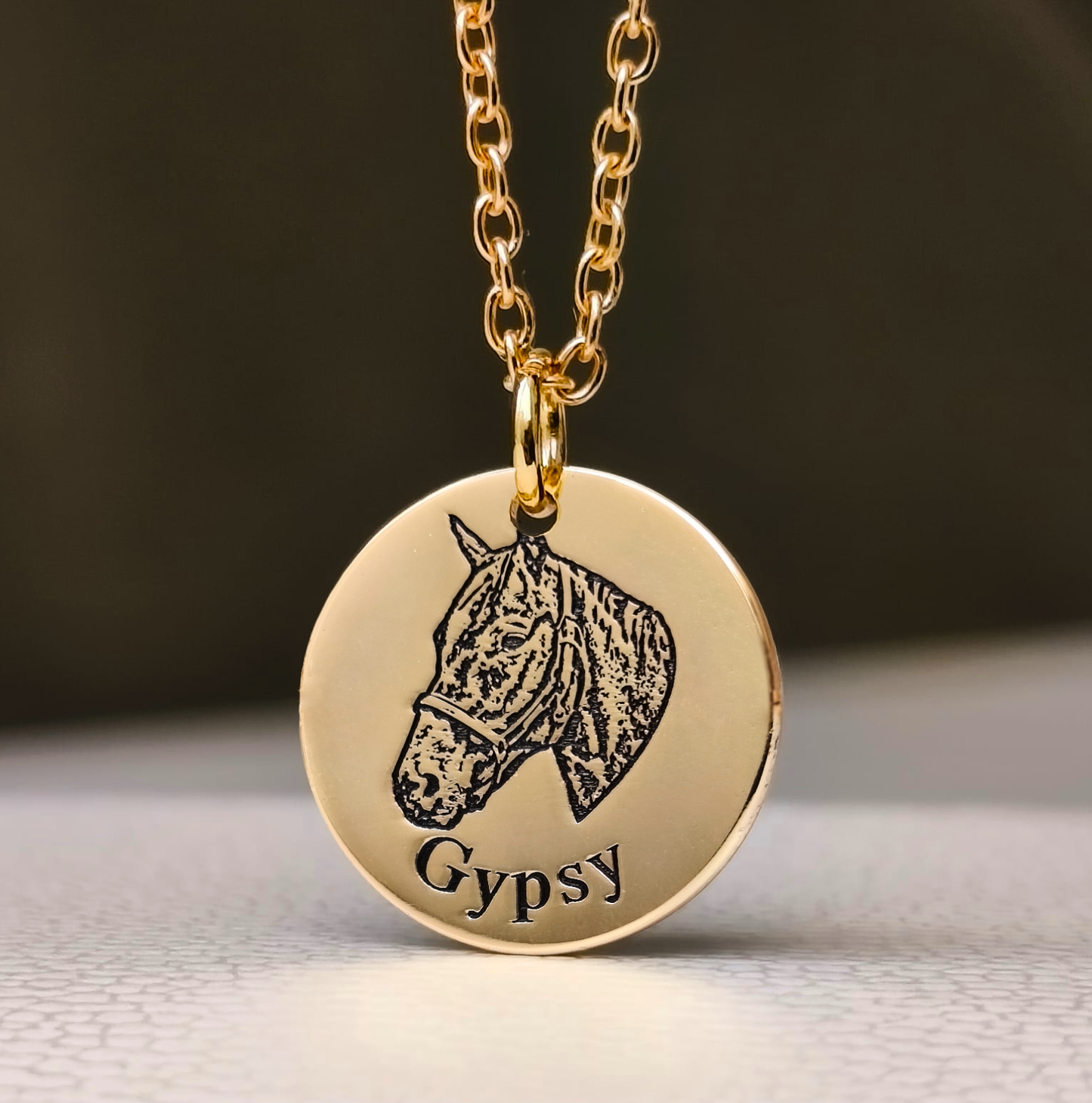 Engraved Horse Necklace