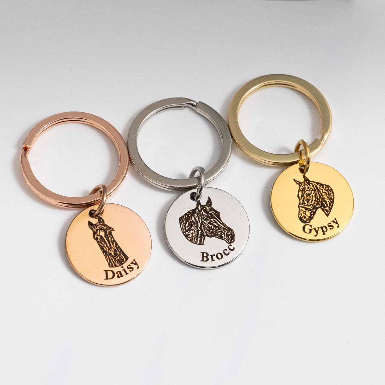 Engraved Horse Keyring