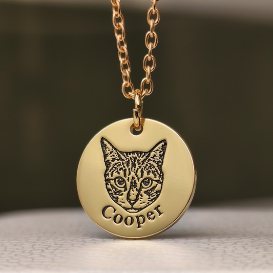 Engraved Cat Necklace