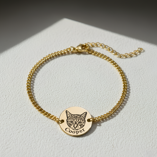 Engraved Cat Bracelet