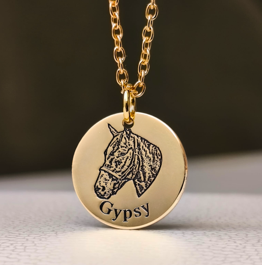 Engraved Horse Necklace