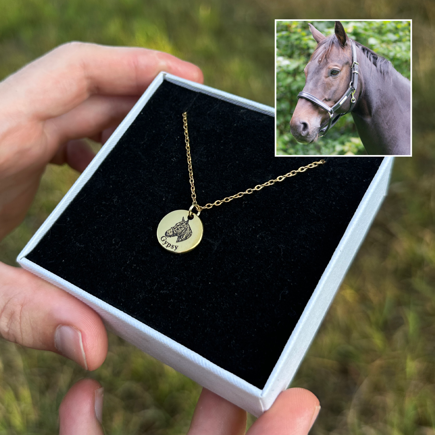 Engraved Horse Necklace